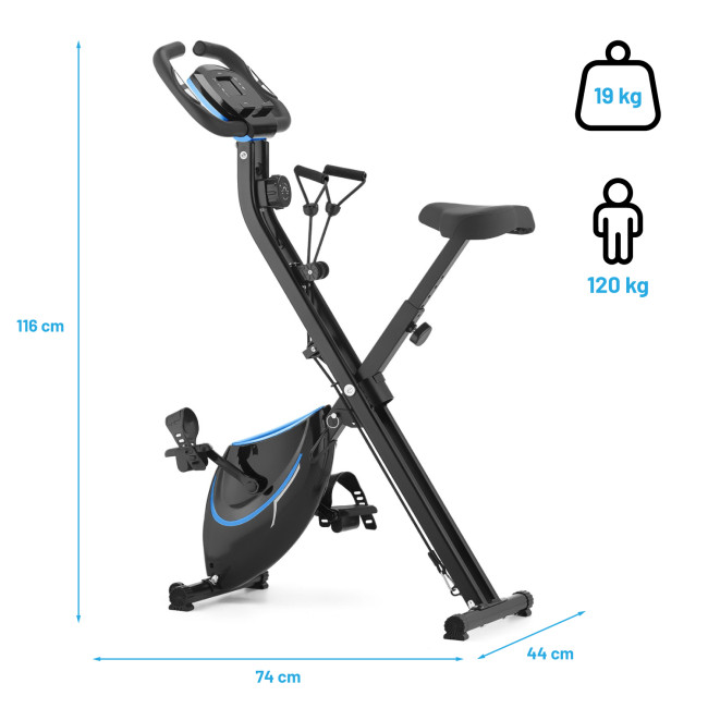 Велотренажер Gymtek FX600 магнитный складной с эспандерами синий