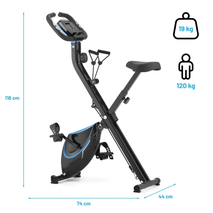 Велотренажер Gymtek FX600 магнитный складной с эспандерами синий