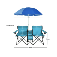 Комплект розкладних стільців Costway Parma з парасолькою бірюзовий