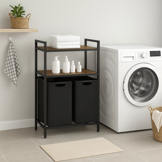 Корзина для белья Leobert Costway 92 л с 2 полками в стиле Loft