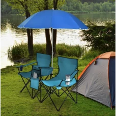 Комплект розкладних стільців Costway Parma з парасолькою бірюзовий