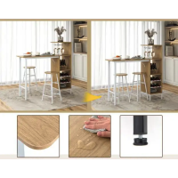 Барний стіл з стільцями Costway Bistro з тримачем винних келихів натуральний