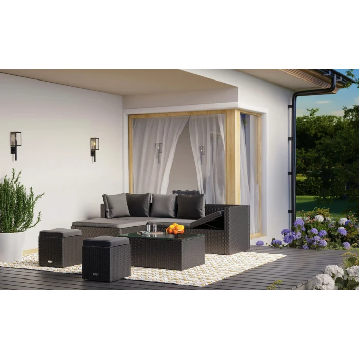 Садові меблі Di Volio Bologna чорний/сірий