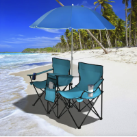 Комплект розкладних стільців Costway Parma з парасолькою бірюзовий