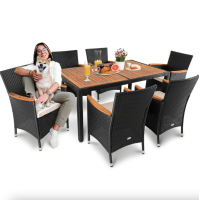 Садовая мебель Di Volio VERONA 6+1 черно-кремовая