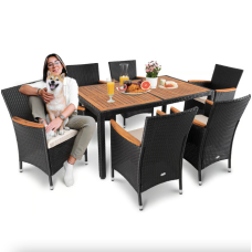 Садовая мебель Di Volio VERONA 6+1 черно-кремовая