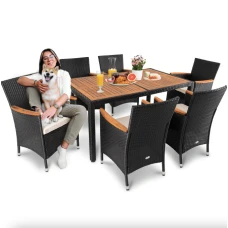 Садовая мебель Di Volio VERONA 6+1 черно-кремовая