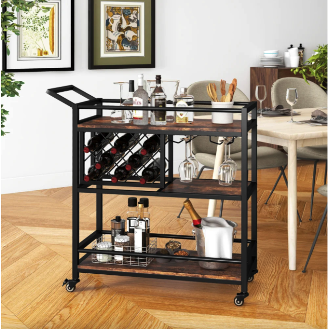 Стеллаж Costway Carrito - кухонная тележка с баром в стиле Loft