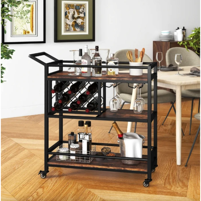 Стеллаж Costway Carrito - кухонная тележка с баром в стиле Loft
