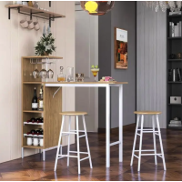 Барний стіл з стільцями Costway Bistro з тримачем винних келихів натуральний