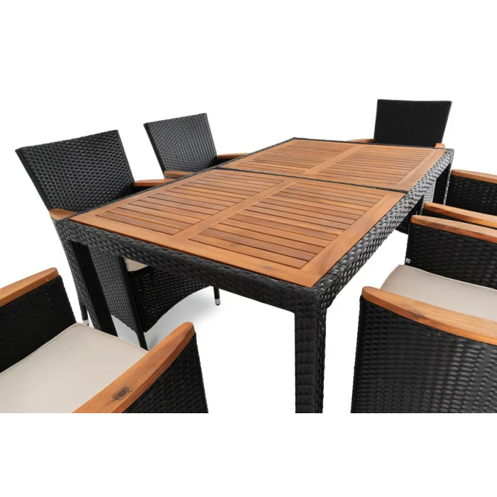 Садовая мебель Di Volio VERONA 6+1 черно-кремовая