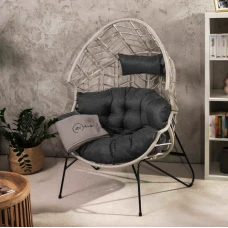 Крісло-кокон ротангове Di Volio Alcamo для відпочинку сірий