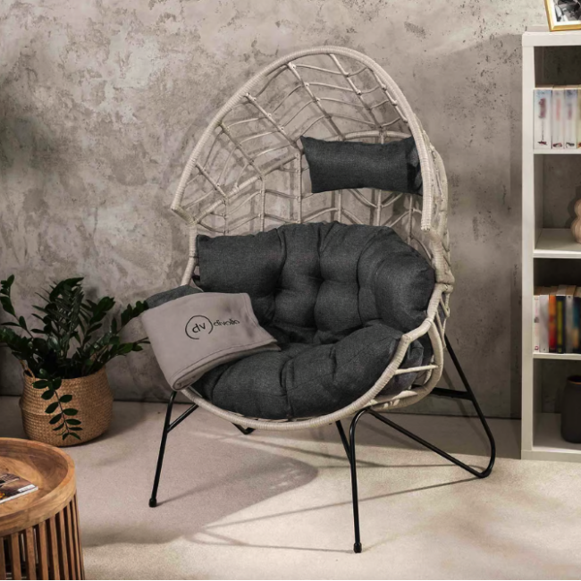 Ротанговое кресло-кокон Di Volio Alcamo для отдыха серый