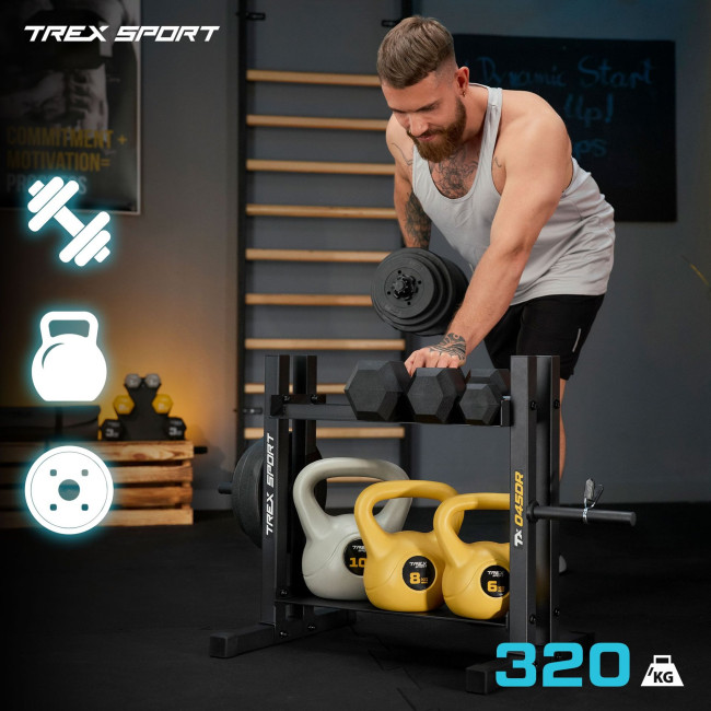 Стійка 2-рівнева для гантелей, дисків та гирь TX-045DR