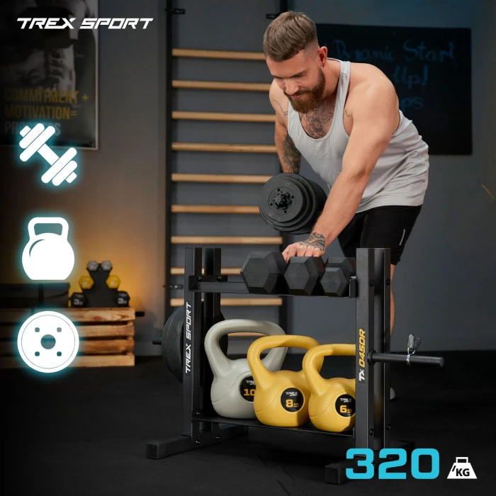 Стійка 2-рівнева для гантелей, дисків та гирь TX-045DR