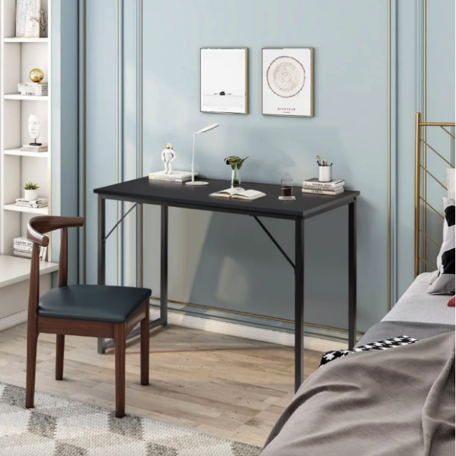 Письмовий стіл Costway Homart із сталевим каркасом чорний