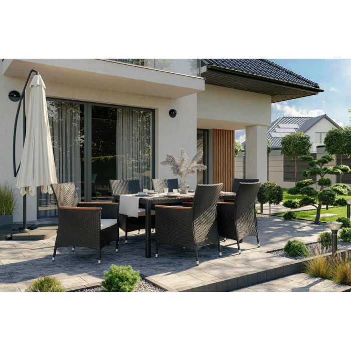 Садовая мебель Di Volio VERONA 6+1 черно-кремовая