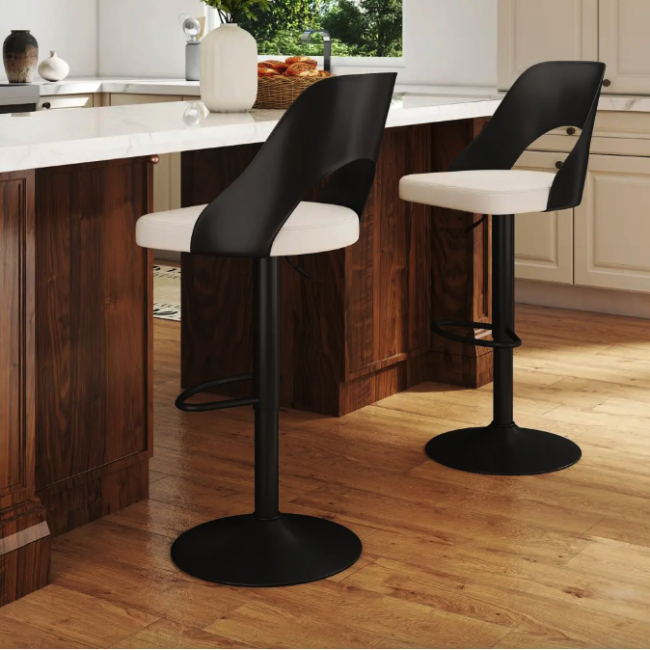Комплект барных стульев Costway Navare экокожа черно-белый