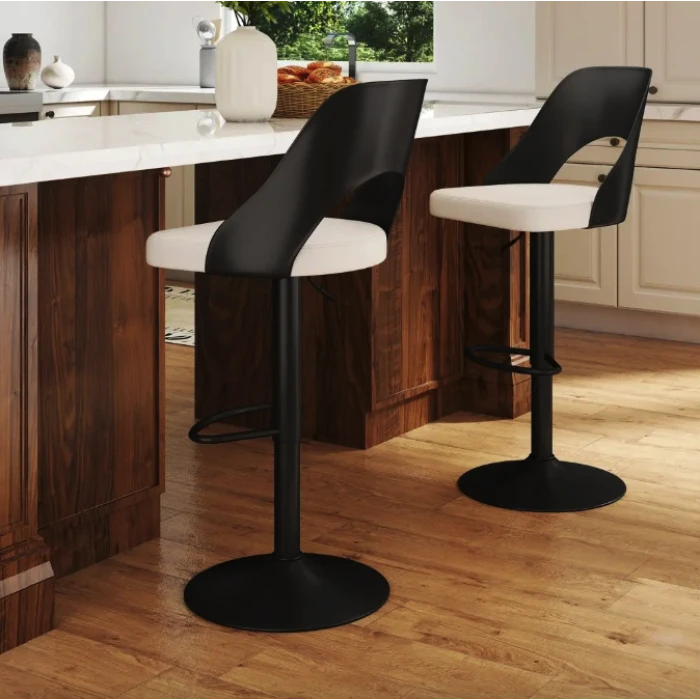 Комплект барних стільців Costway Navare екошкіра чорно-білий
