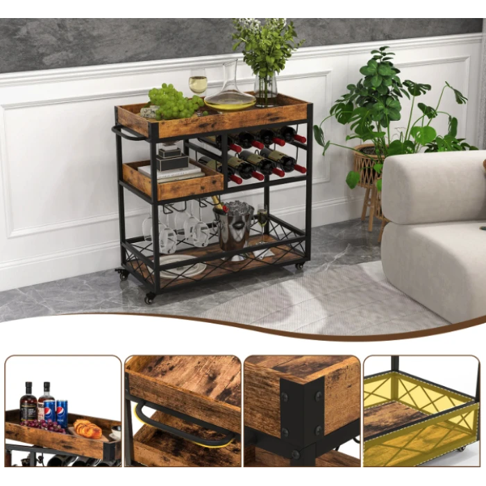 Барная тележка Costway Mexico с несколькими ярусами в стиле в стиле Loft