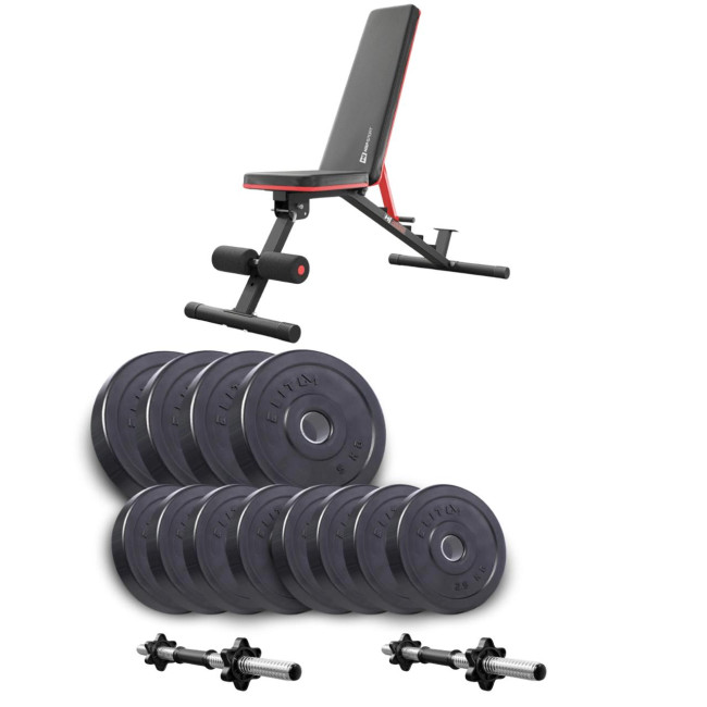 Набір Elitum Titan гантелі 2х21кг з лавою Hop-Sport HS-2050 HB