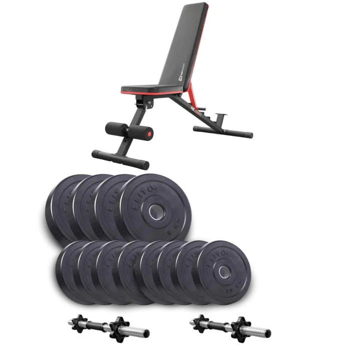 Набір Elitum Titan гантелі 2х21кг з лавою Hop-Sport HS-2050 HB