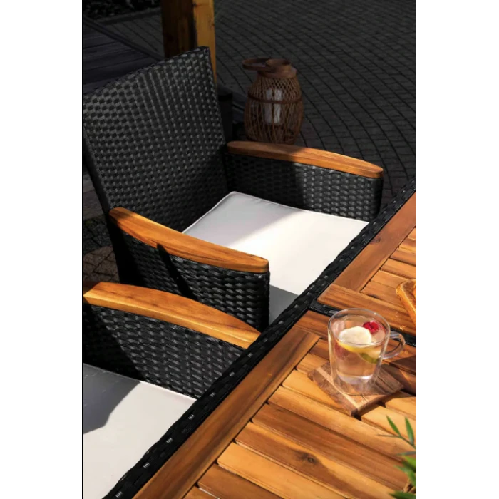 Садовая мебель Di Volio VERONA 6+1 черно-кремовая