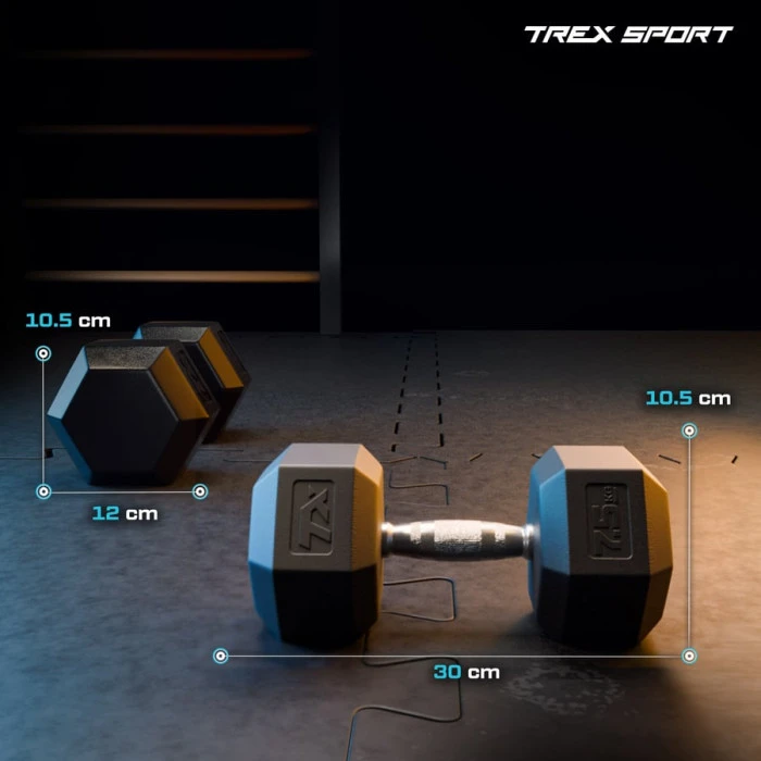 Гантеля шестигранная прорезиненная TX-075RD Trex Sport 7,5 кг