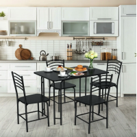 Комплект мебели Costway Katarina стол и 4 стулья черный