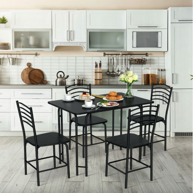 Комплект меблів Costway Katarina стіл і 4 стільці чорний