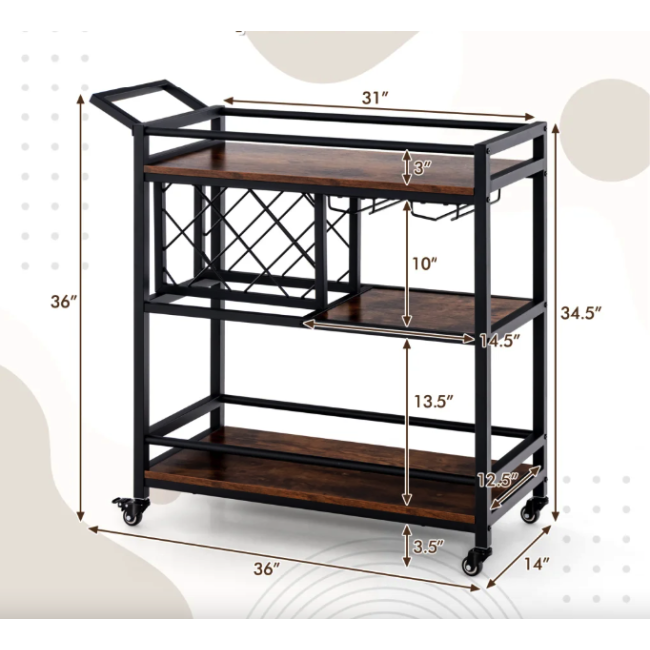 Стеллаж Costway Carrito - кухонная тележка с баром в стиле Loft