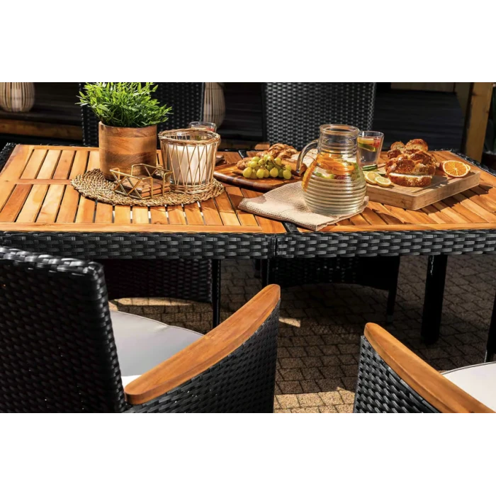 Садовая мебель Di Volio VERONA 6+1 черно-кремовая