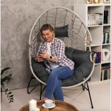 Крісло-кокон ротангове Di Volio Alcamo для відпочинку сірий