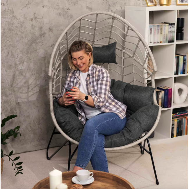 Ротанговое кресло-кокон Di Volio Alcamo для отдыха серый