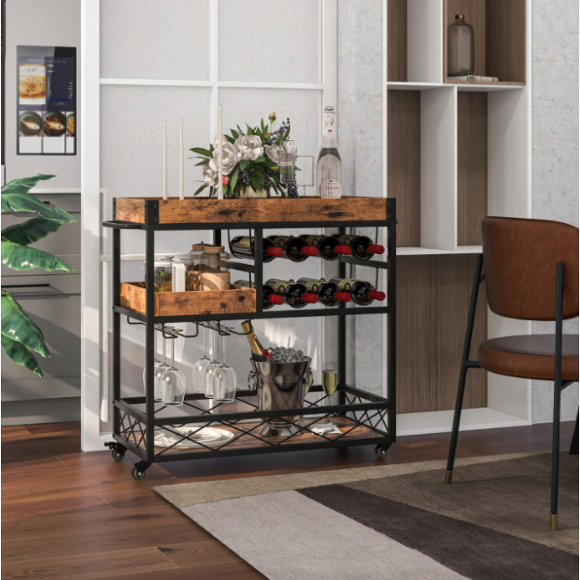 Барная тележка Costway Mexico с несколькими ярусами в стиле в стиле Loft
