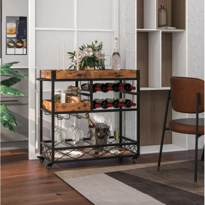Барная тележка Costway Mexico с несколькими ярусами в стиле в стиле Loft