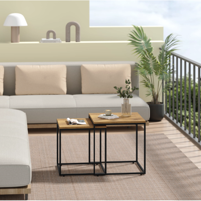 Комплект журнальных столиков Leobert Nika натуральный квадратный.