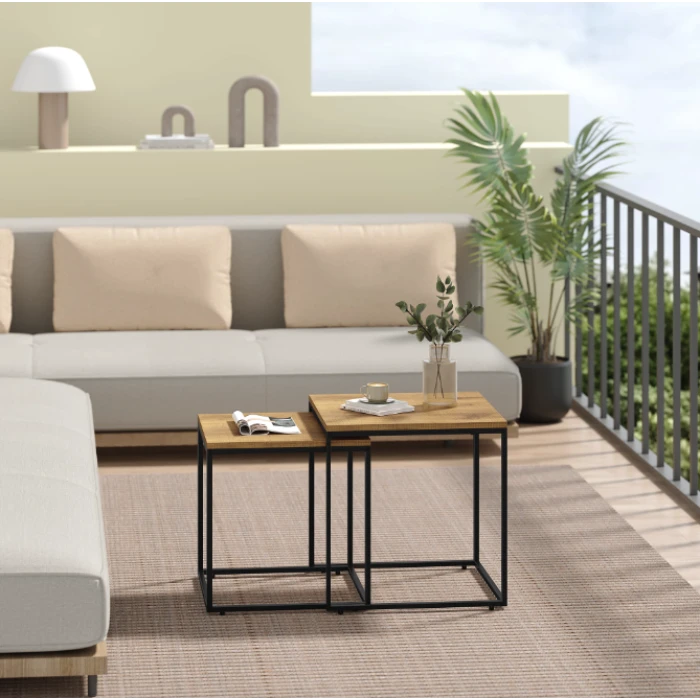 Комплект журнальных столиков Leobert Nika натуральный квадратный.