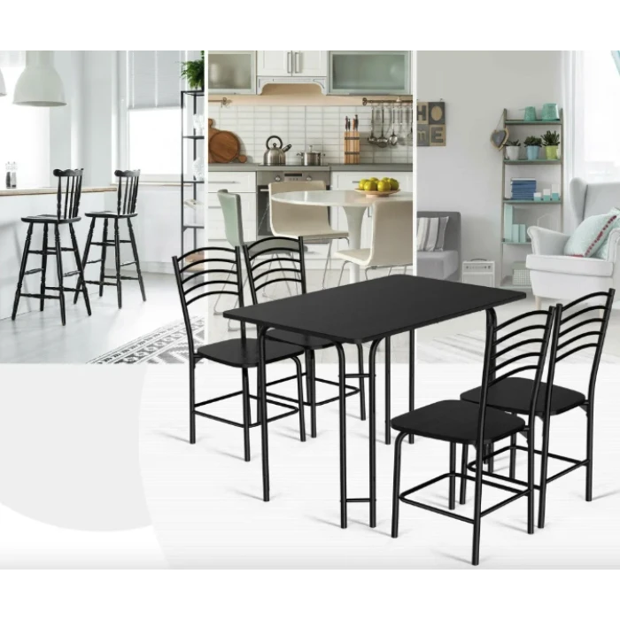 Комплект меблів Costway Katarina стіл і 4 стільці чорний