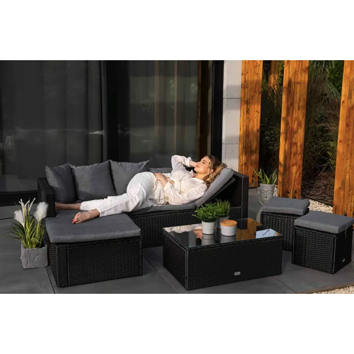 Садові меблі Di Volio Bologna чорний/сірий