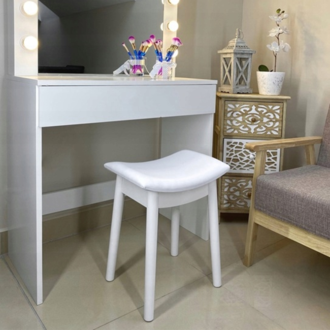 Табурет Chomik ROKA вигнутий у скандинавському стилі білий