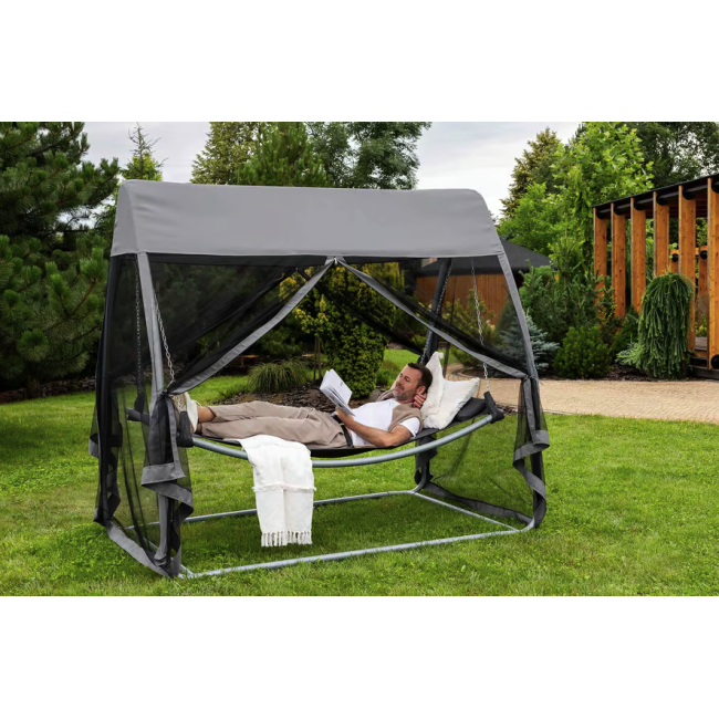 Гамак-качели с москитной сеткой Di Volio Treviso серый