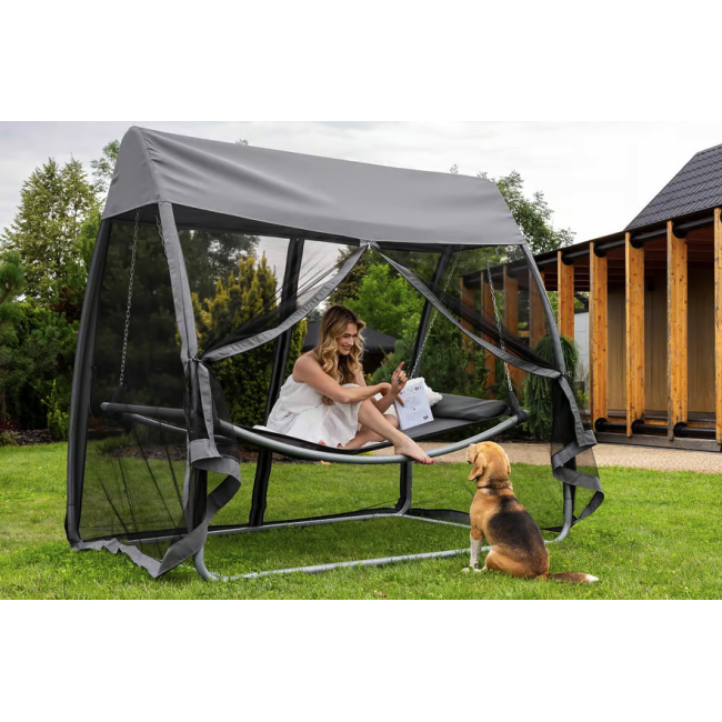Гамак-качели с москитной сеткой Di Volio Treviso серый