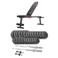 Набор Hop-Sport Premium 135кг со скамьей HS-1010 Pro, штангами и гантелями.