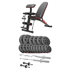 Набір Hop-Sport Premium 75кг з лавою HS-1035, штангами та гантелями