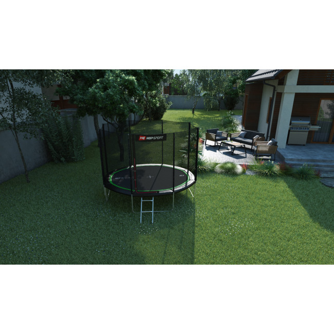Батут Hop-Sport 12ft (366см) черно-зеленый с наружной сеткой