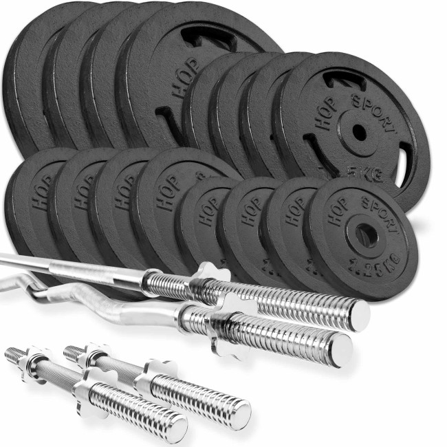 Набор STRONG 96кг с прямым, W-образным и гантельными грифами.