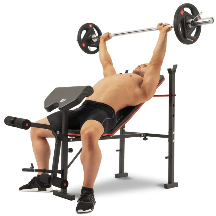 Набір Hop-Sport Premium 105кг з лавою HS-1055, штангами та гантелями