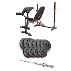 Набір Hop-Sport Premium 59кг з лавою HS-1095 та штангою
