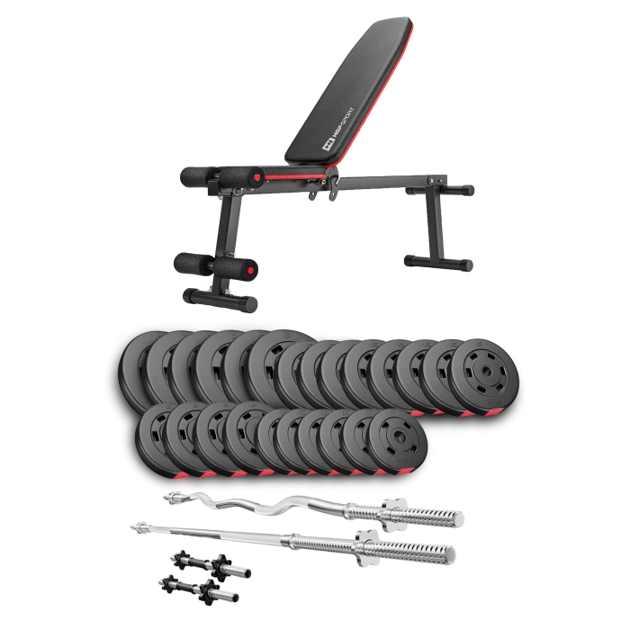 Набір Hop-Sport Premium 135кг з лавою HS-1010 Pro, штангами та гантелями